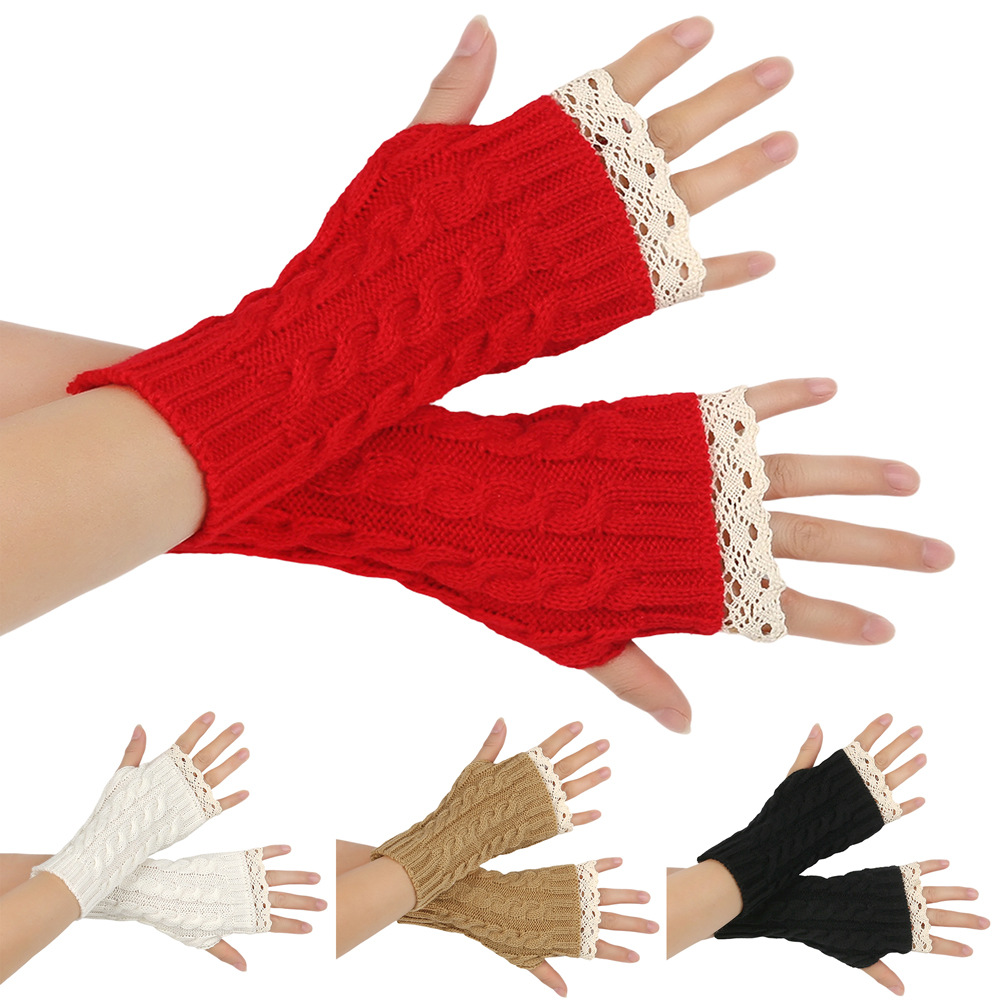 Fingerless Glove Knit - Şirin Y2K Kadın Dantel Parmaksız Eldivenler