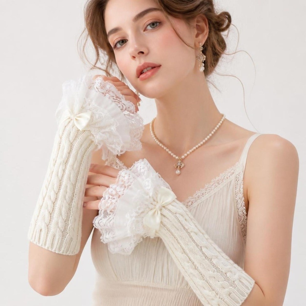 1 çift dantel fırfırlı eldiven - Fingerless Glove Knit incelemesi ve fiyatı