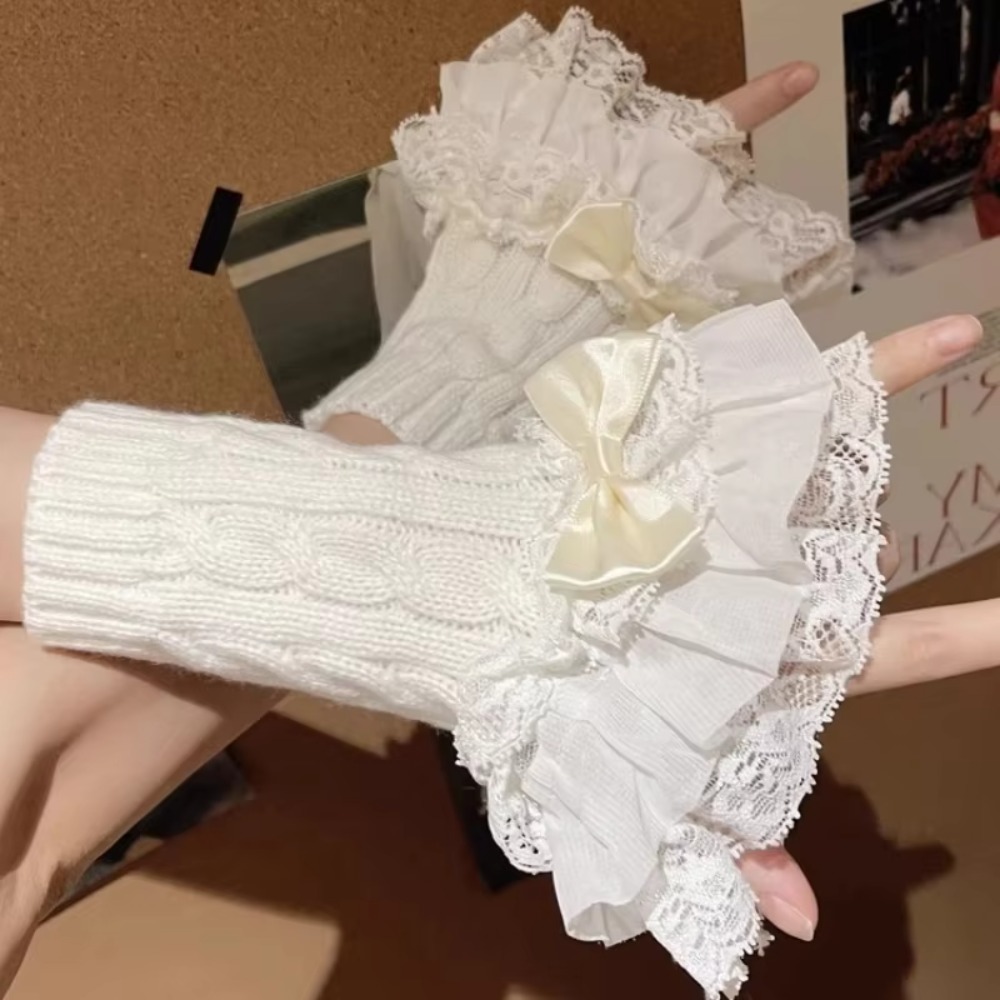 1 çift dantel fırfırlı eldiven - Fingerless Glove Knit incelemesi ve fiyatı